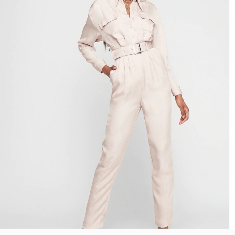 Express Jumpsuit with Belt Powder Pink Size XL - Picture 1 of 7